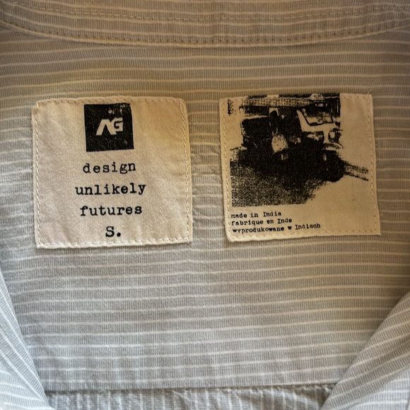 Analog button down shirt size small white and blue pin striped - Picture 2 of 6